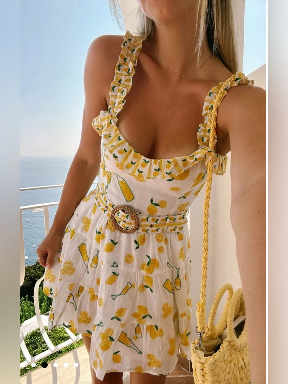 Show Me Your Mumu Jolene Mini Dress Limoncello Embroidery sz Small Coastal Chic - Picture 7 of 17